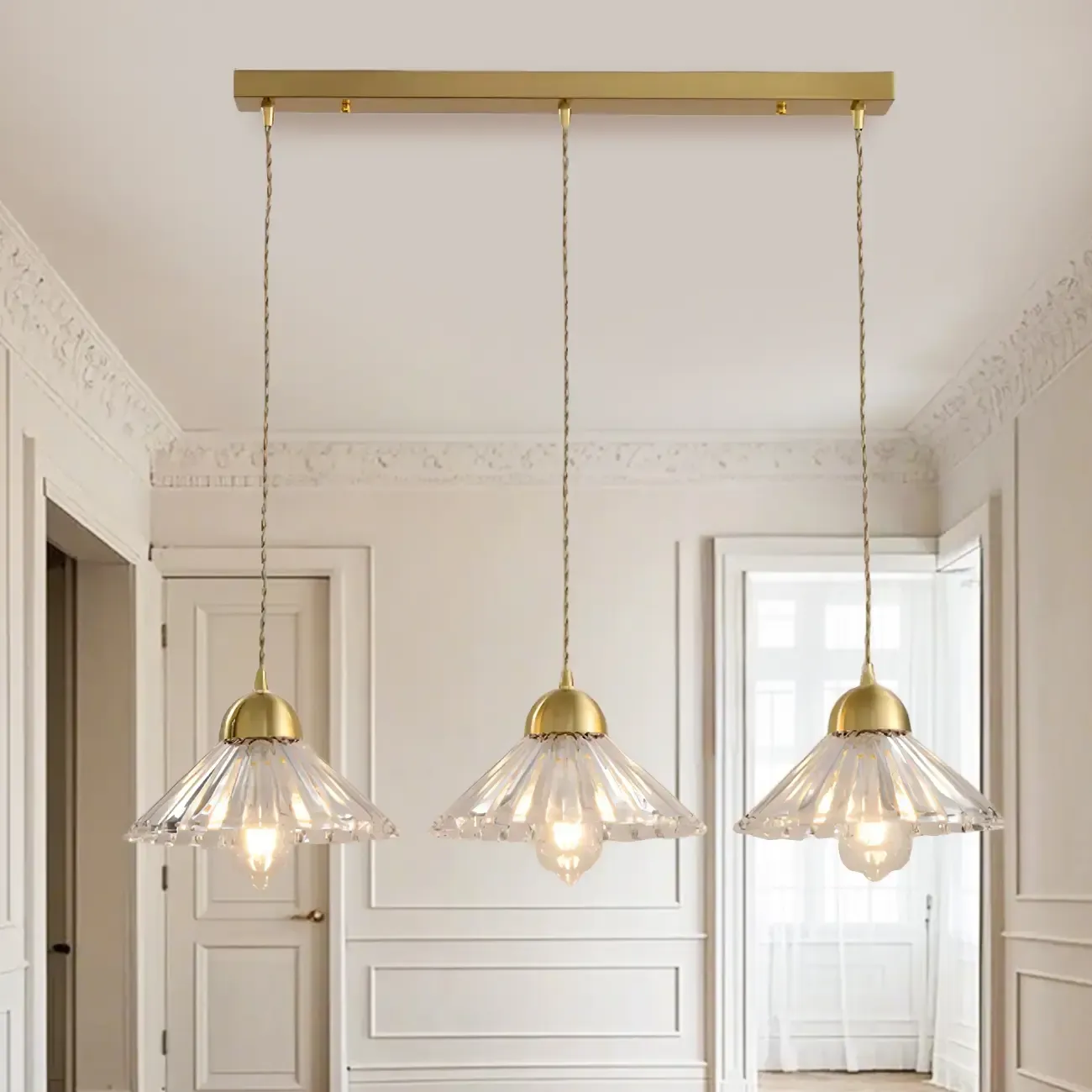 Modern Clear Glass Cluster Cone Pendant Light for Living Room Image - 5