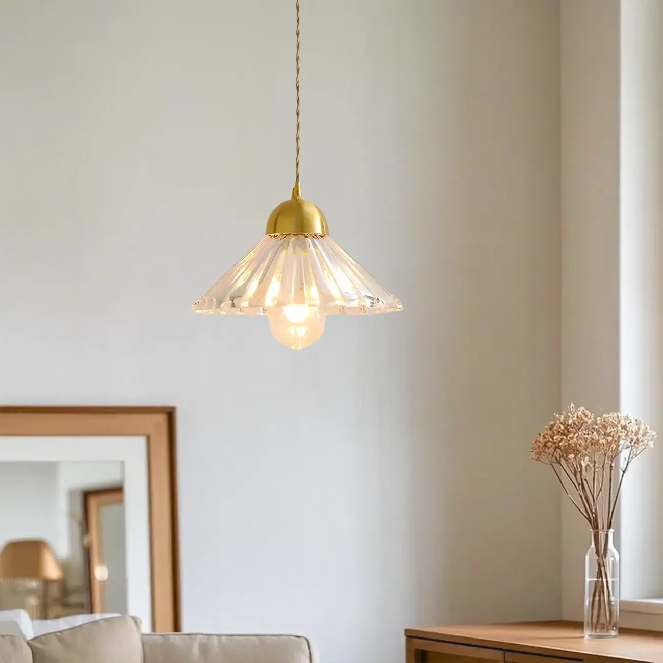 Modern Clear Glass Cluster Cone Pendant Light for Living Room Image - 6