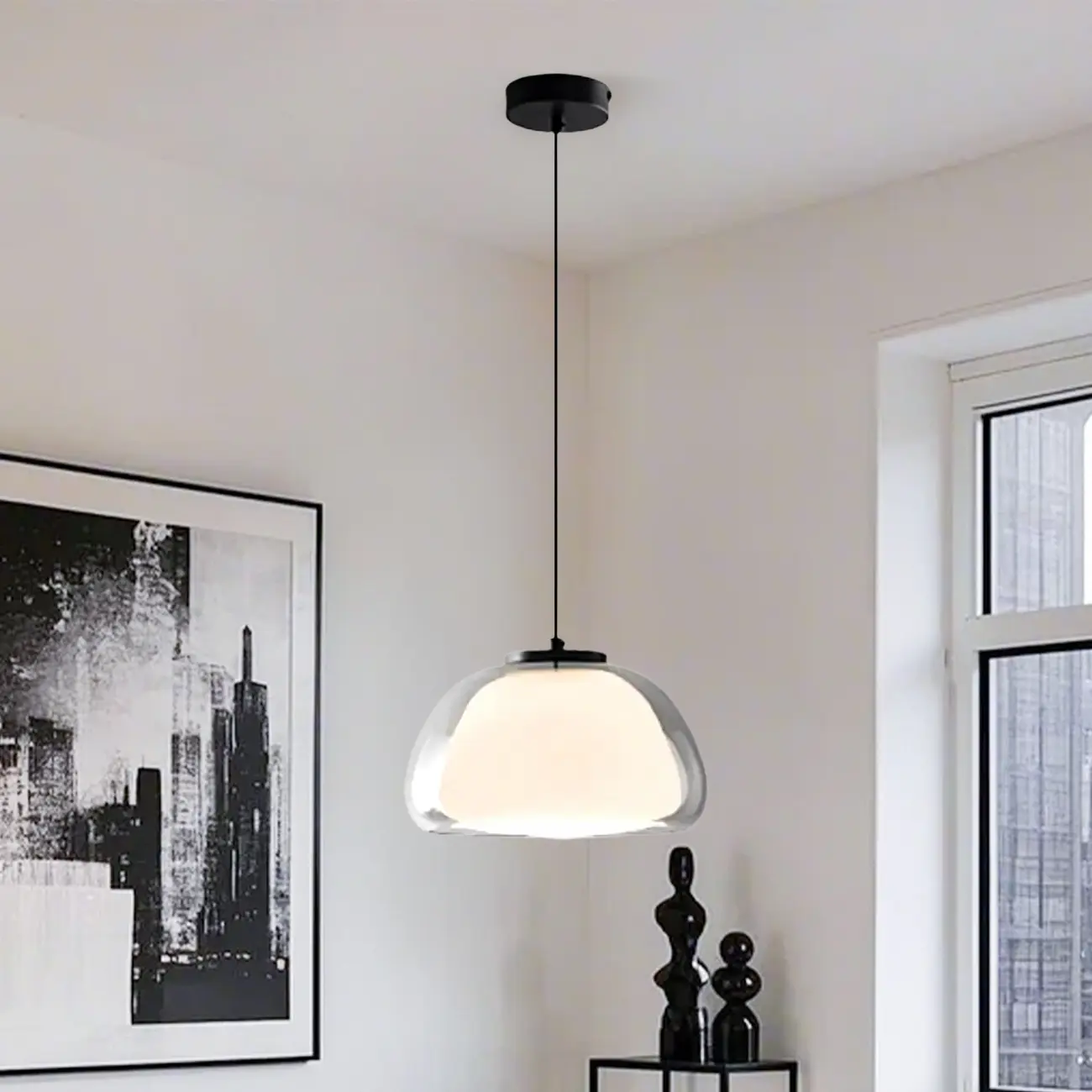 Nordic Jelly Milky Glass LED Pendant Lamp for Living Room Image - 1 | homeyfad