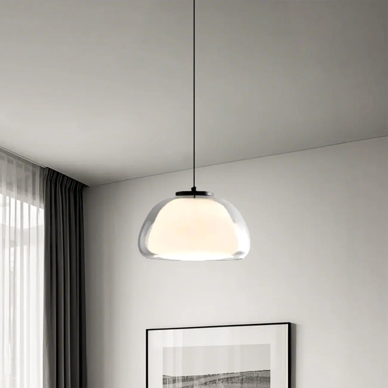 Nordic Jelly Milky Glass LED Pendant Lamp for Living Room Image - 2 | homeyfad