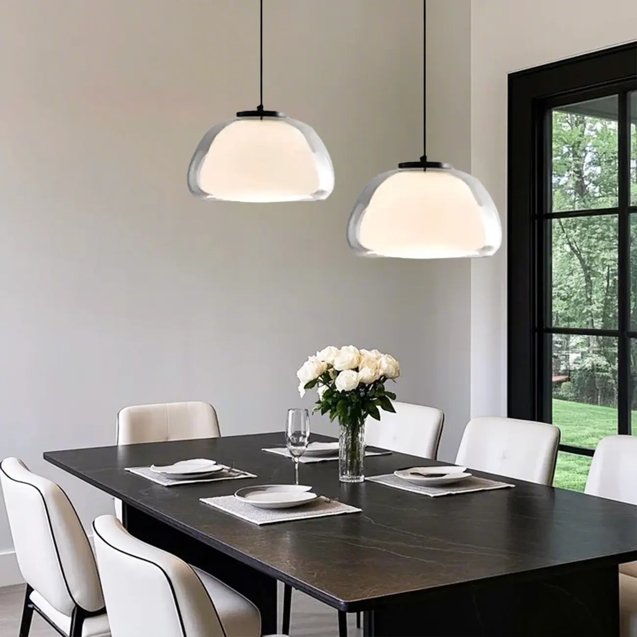 Nordic Jelly Milky Glass LED Pendant Lamp for Living Room Image - 3 | homeyfad