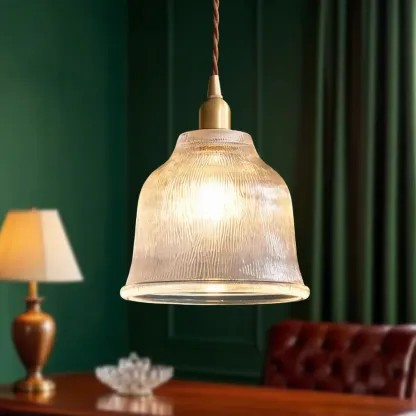 Vintage Frosted Glass bell led pendant lamp for bedroom Image - 1
