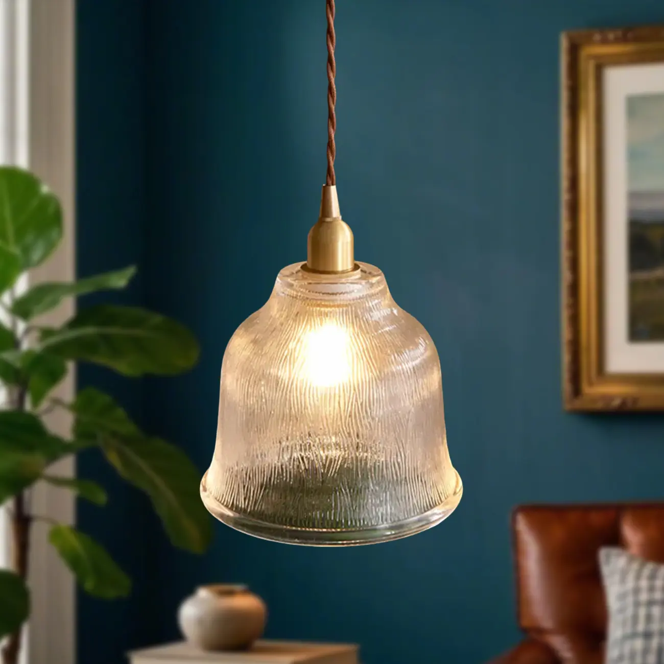 Vintage Frosted Glass bell led pendant lamp for bedroom Image - 4 | homeyfad