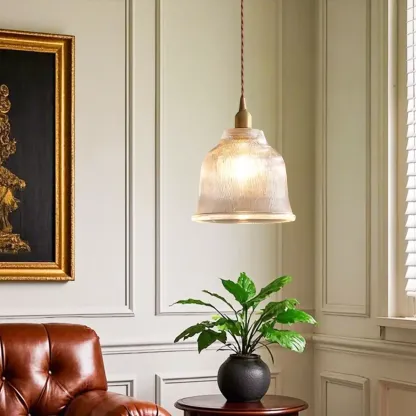 Vintage Frosted Glass bell led pendant lamp for bedroom Image - 6