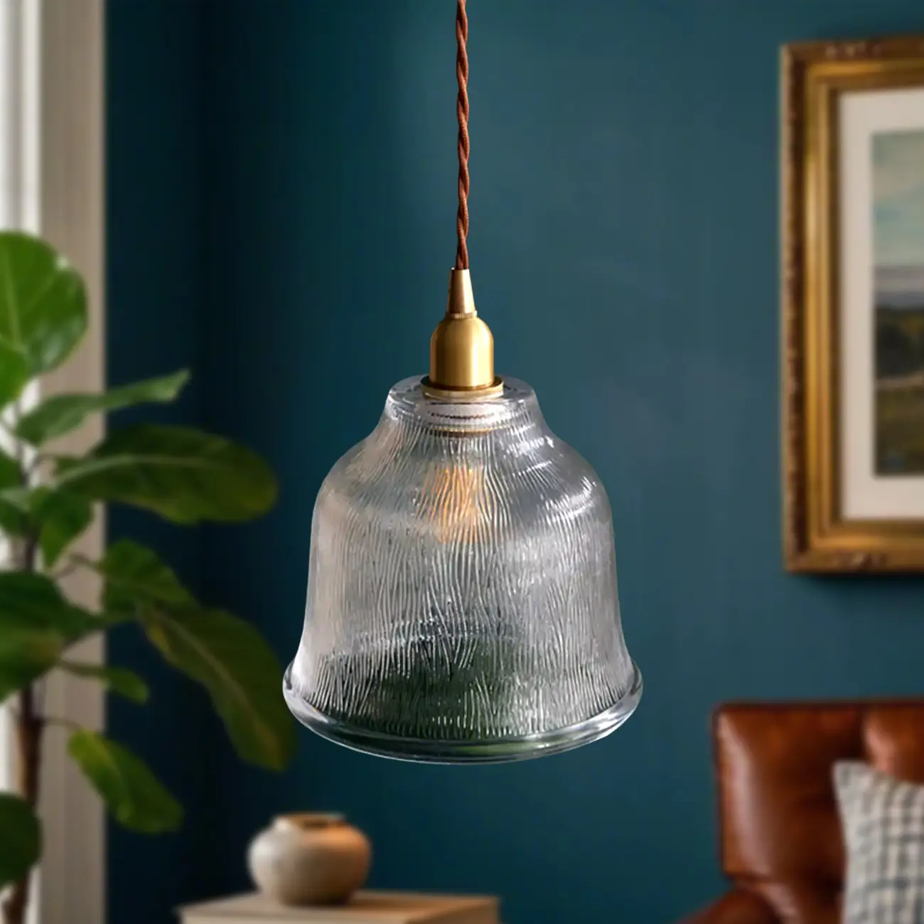 Vintage Frosted Glass bell led pendant lamp for bedroom Image - 11 | homeyfad