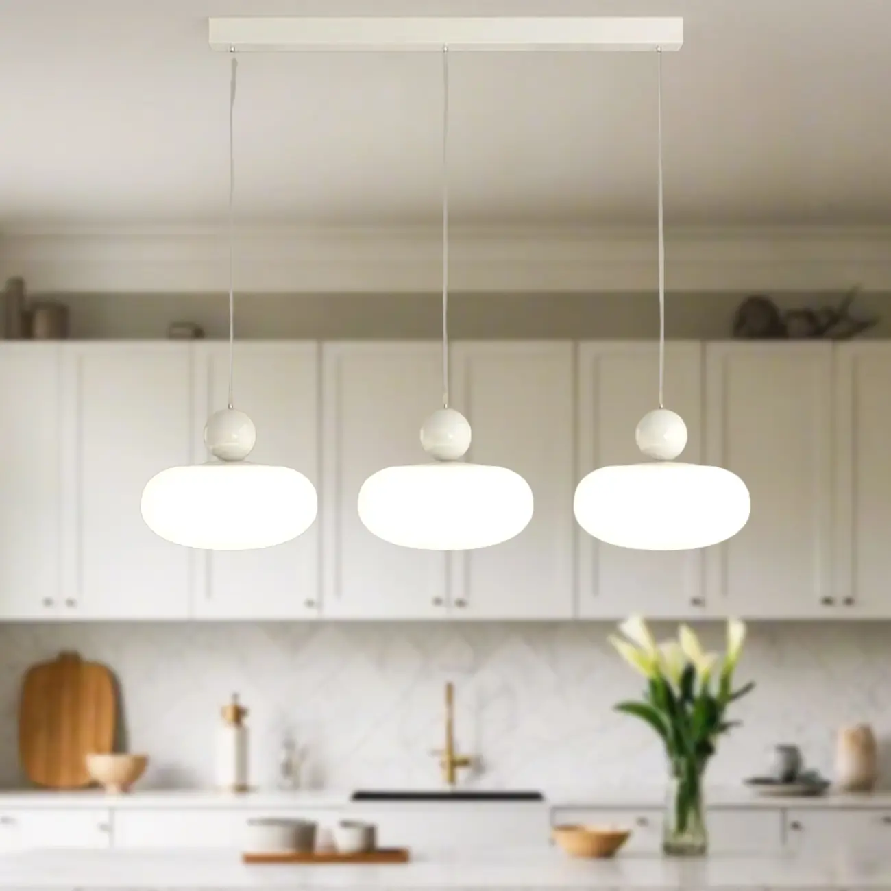 Modern 3 Light Milky Glass LED Pendant Light for Dining Room Image - 1 | homeyfad