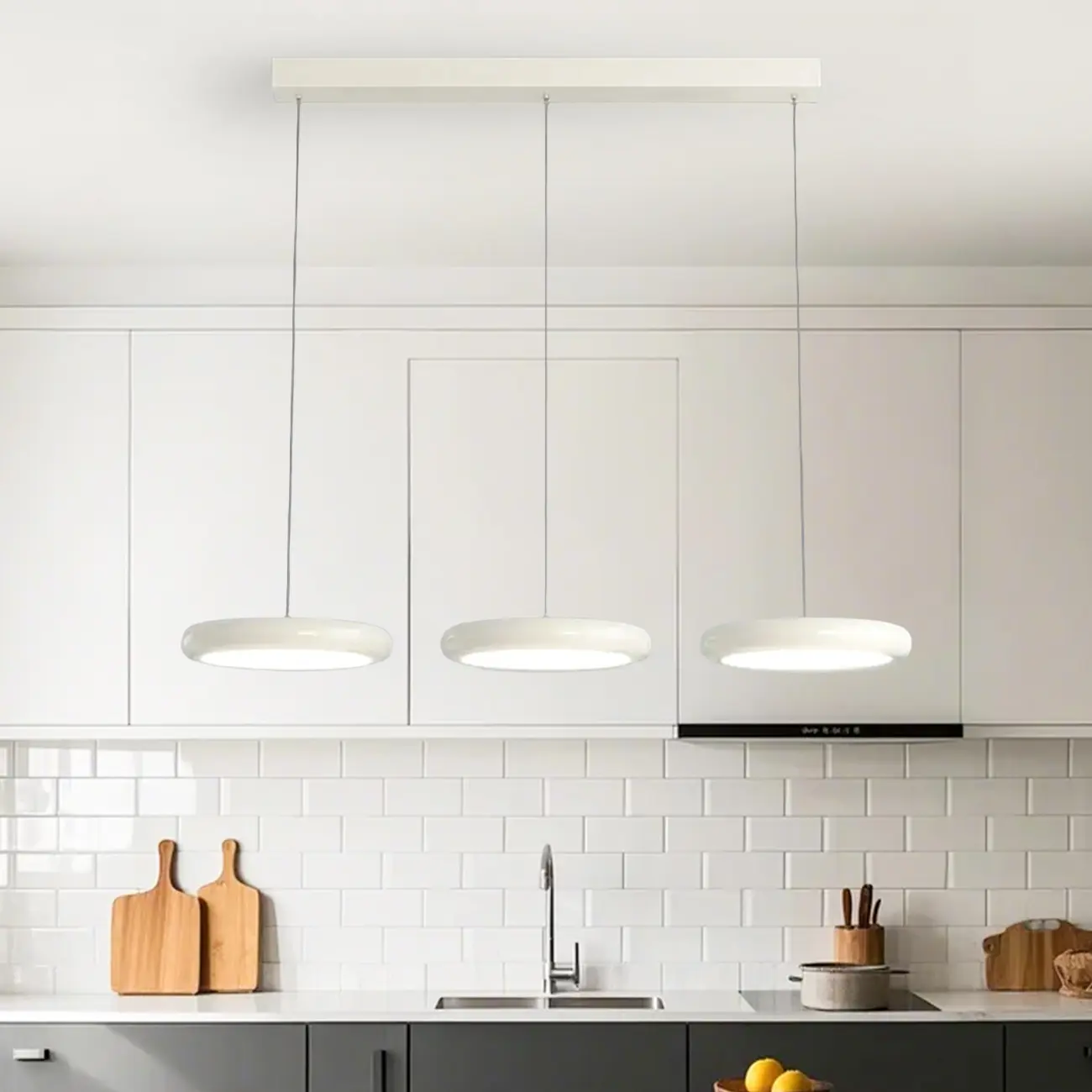 Modern 3 Light Milky Glass LED Pendant Light for Dining Room Image - 4 | homeyfad