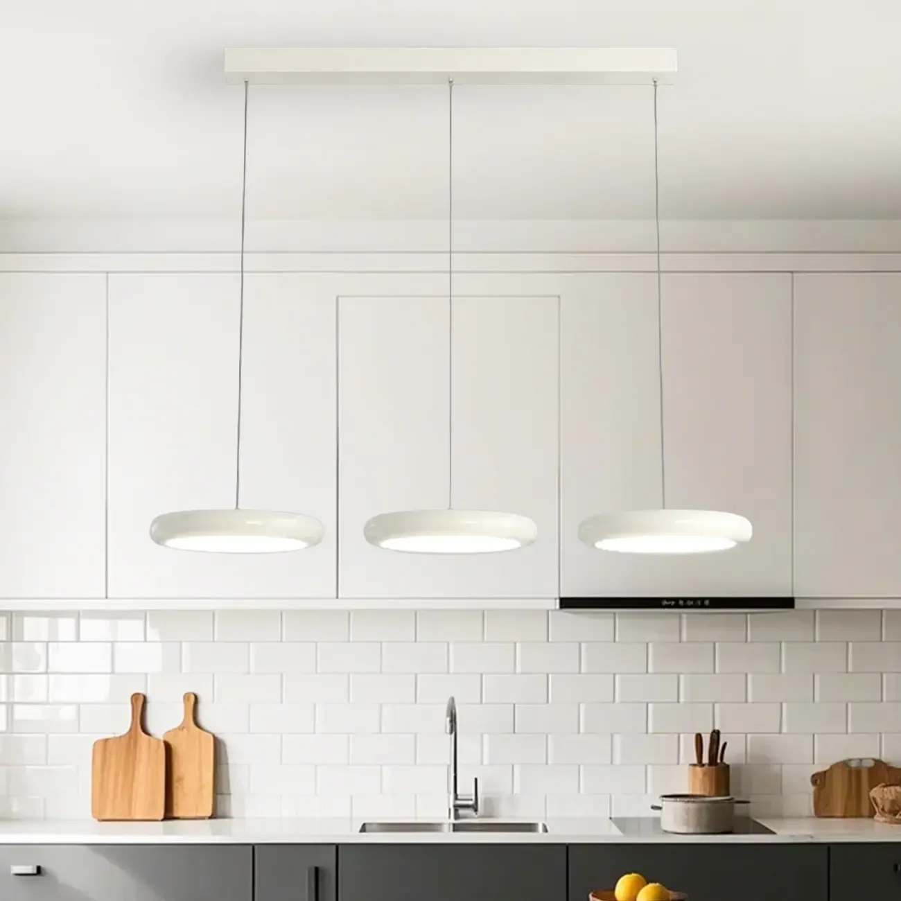 Modern 3 Light Milky Glass LED Pendant Light for Dining Room Image - 4