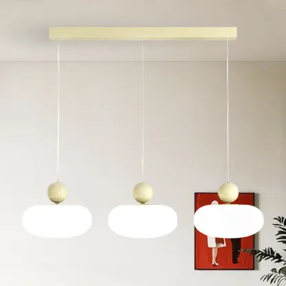 Modern 3 Light Milky Glass LED Pendant Light for Dining Room Image - 5
