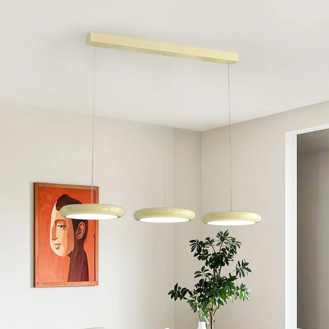 Modern 3 Light Milky Glass LED Pendant Light for Dining Room Image - 6 | homeyfad