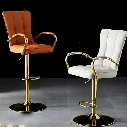 Glam Leather Adjustable Bar Stools with High Back for Home Bars Image - 2