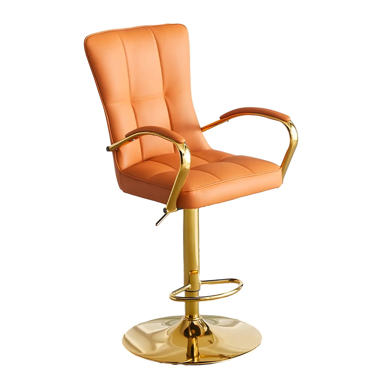 Glam Leather Adjustable Bar Stools with High Back Image - 3 | homeyfad