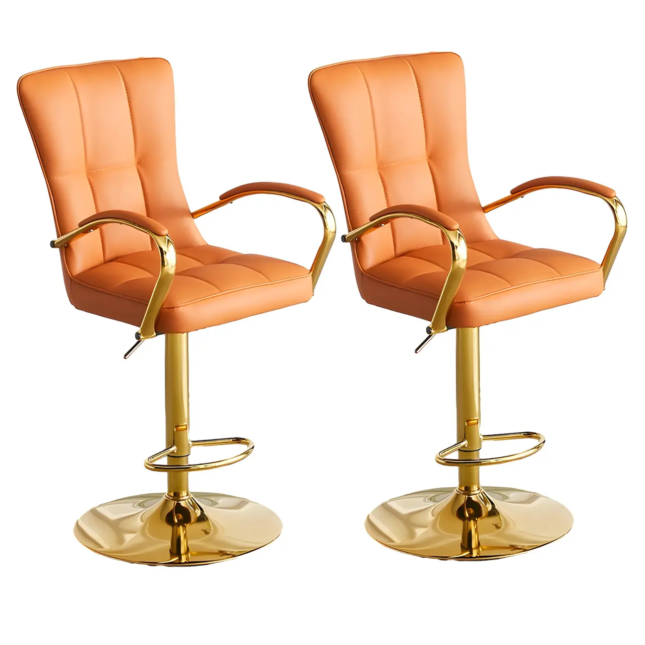 Glam Leather Adjustable Bar Stools with High Back Image - 4 | homeyfad