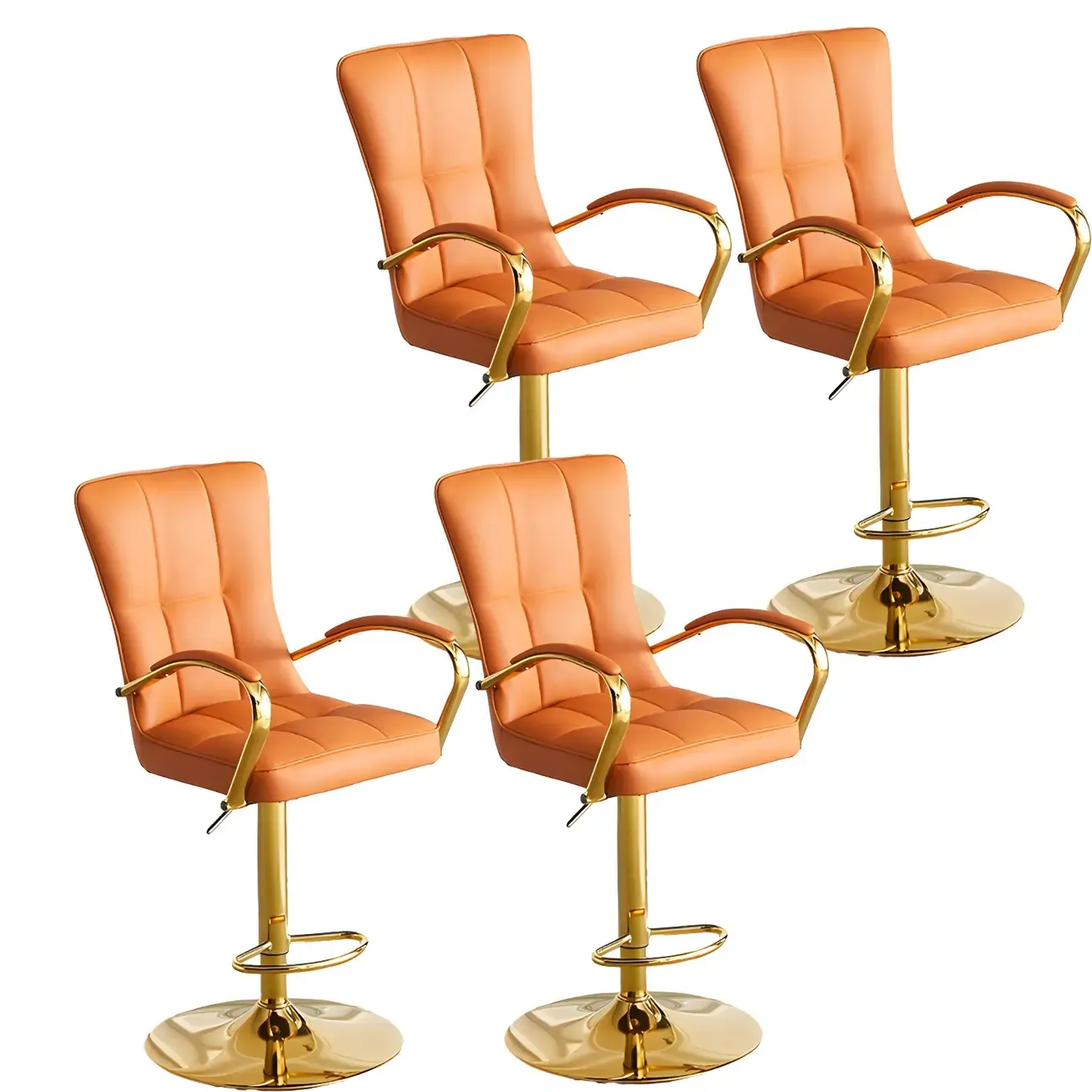 Glam Leather Adjustable Bar Stools with High Back for Home Bars Image - 5