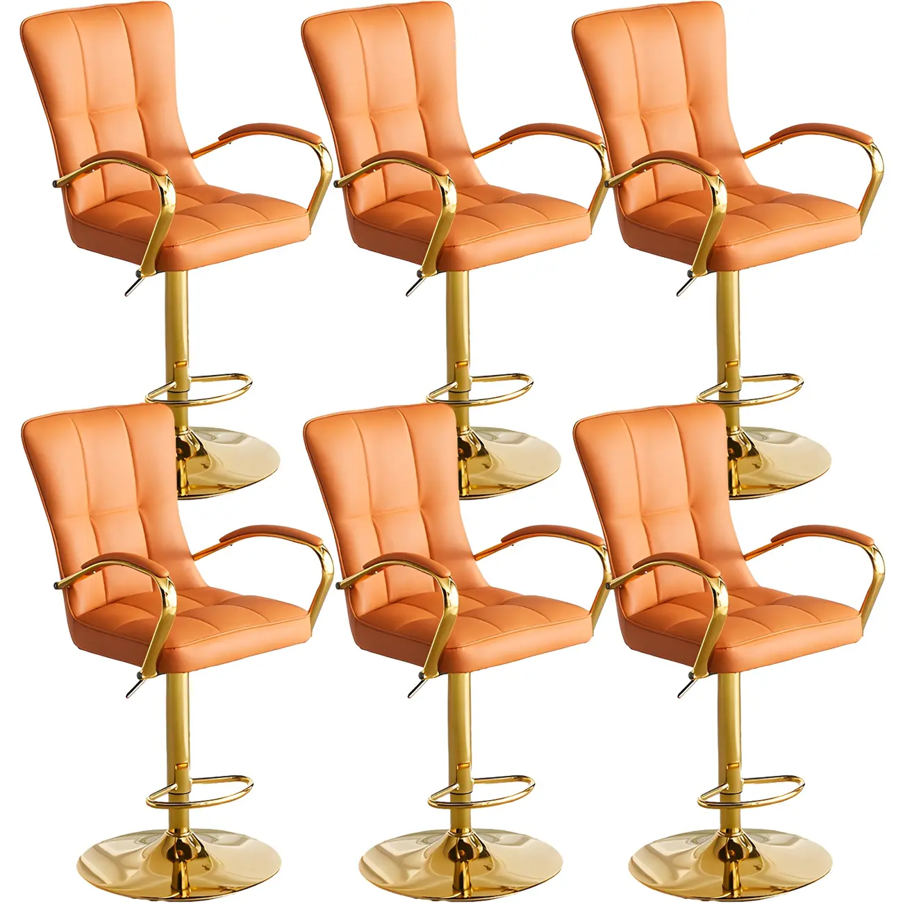 Glam Leather Adjustable Bar Stools with High Back for Home Bars Image - 7 | homeyfad