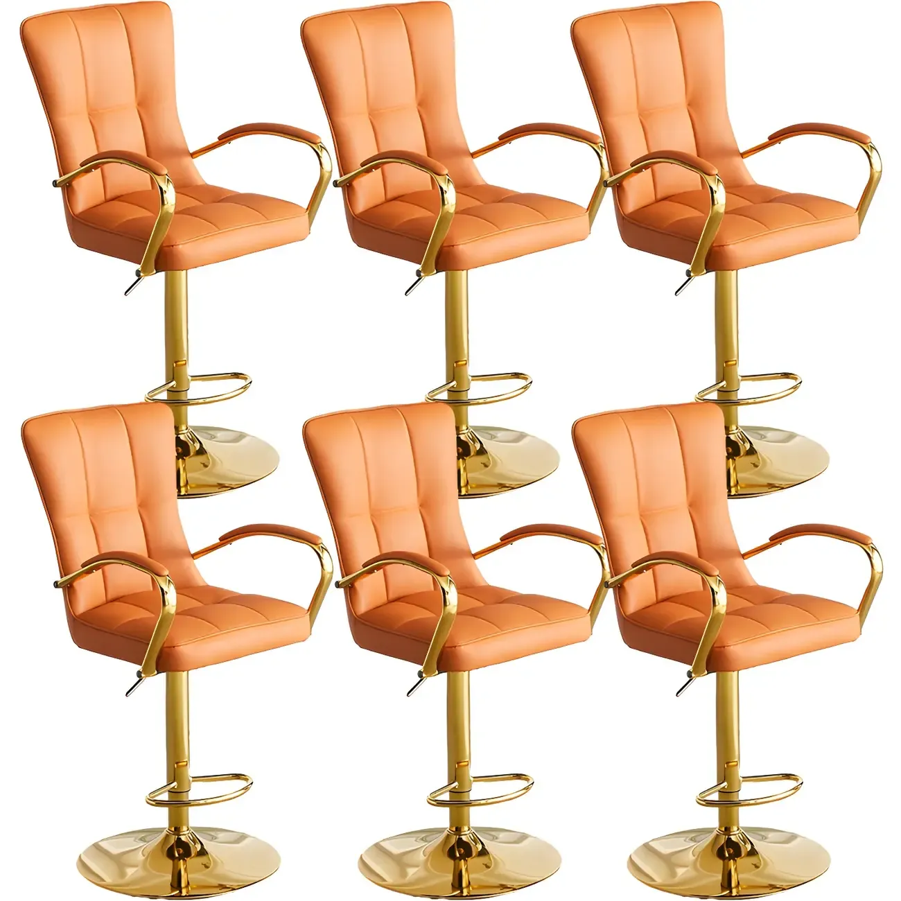 Glam Leather Adjustable Bar Stools with High Back for Home Bars Image - 7