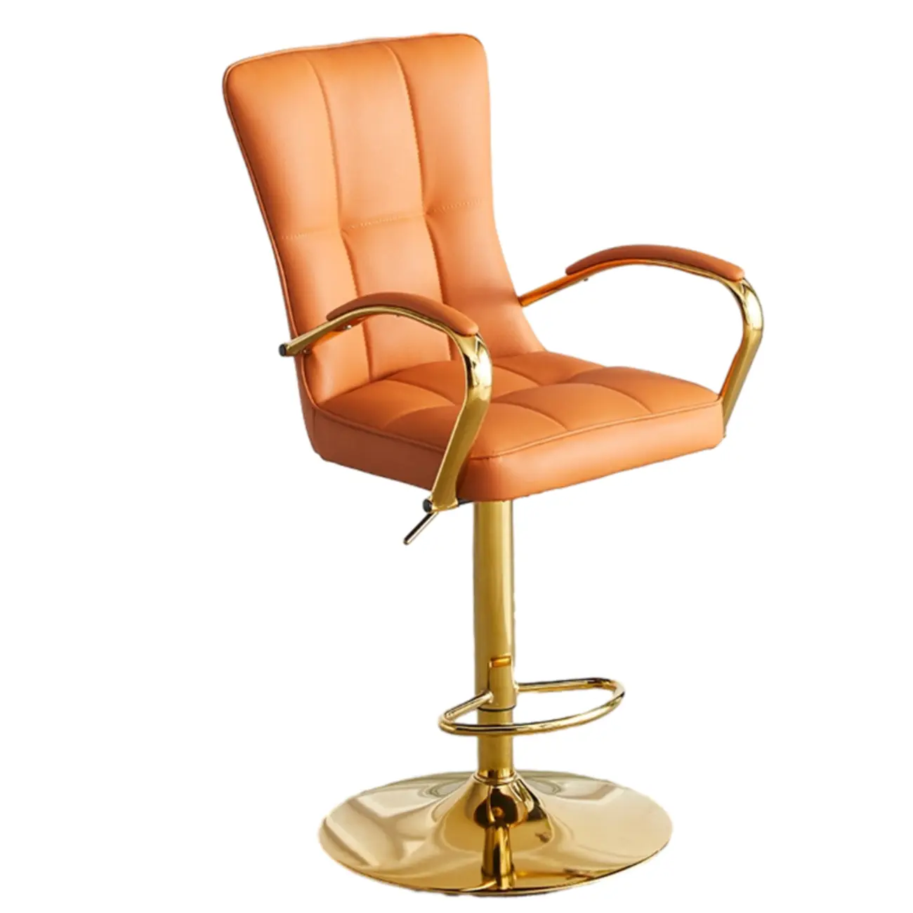 Glam Leather Adjustable Bar Stools with High Back Image - 7 | homeyfad