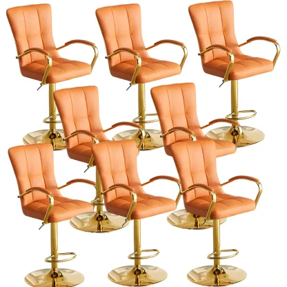 Glam Leather Adjustable Bar Stools with High Back for Home Bars Image - 10