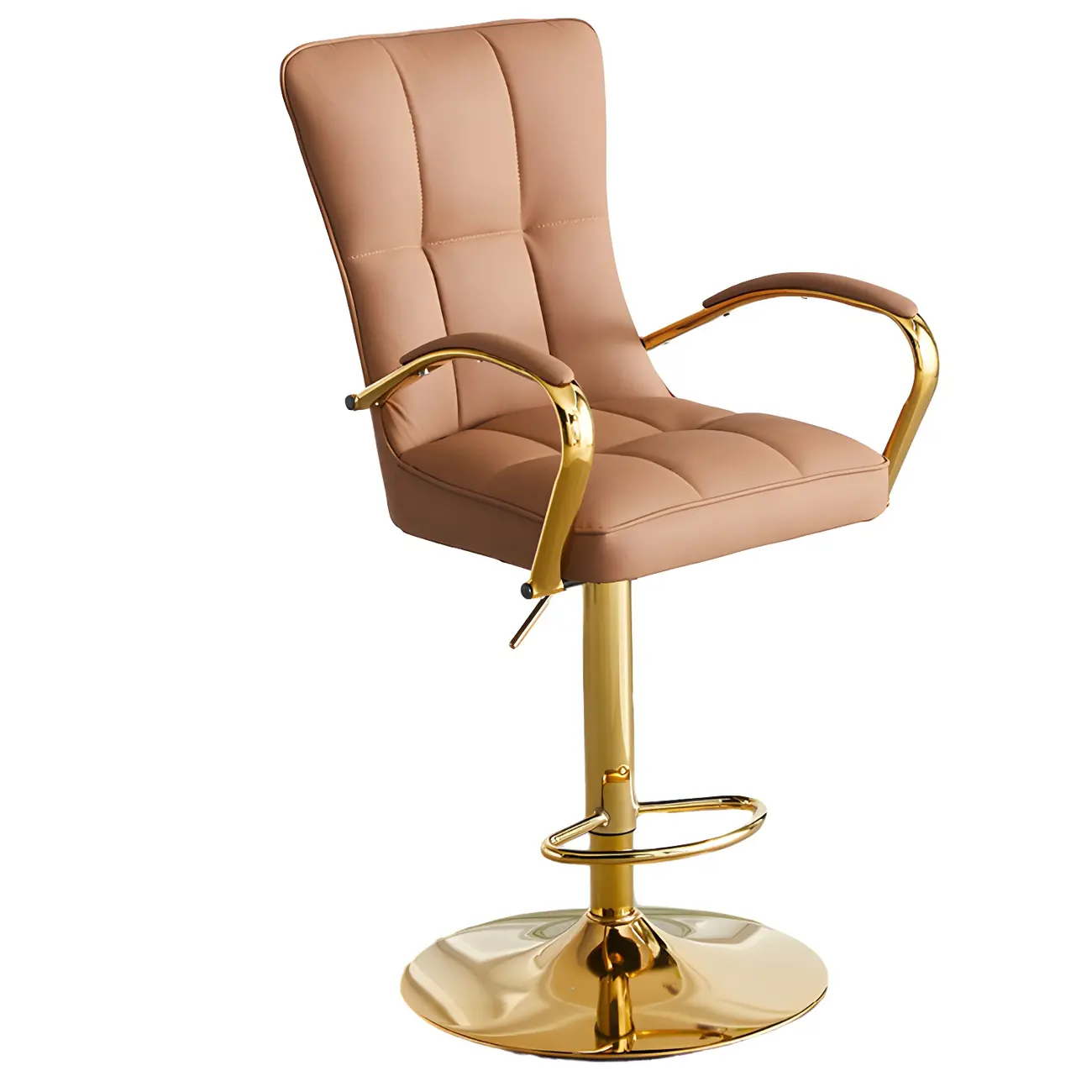 Glam Leather Adjustable Bar Stools with High Back Image - 8 | homeyfad