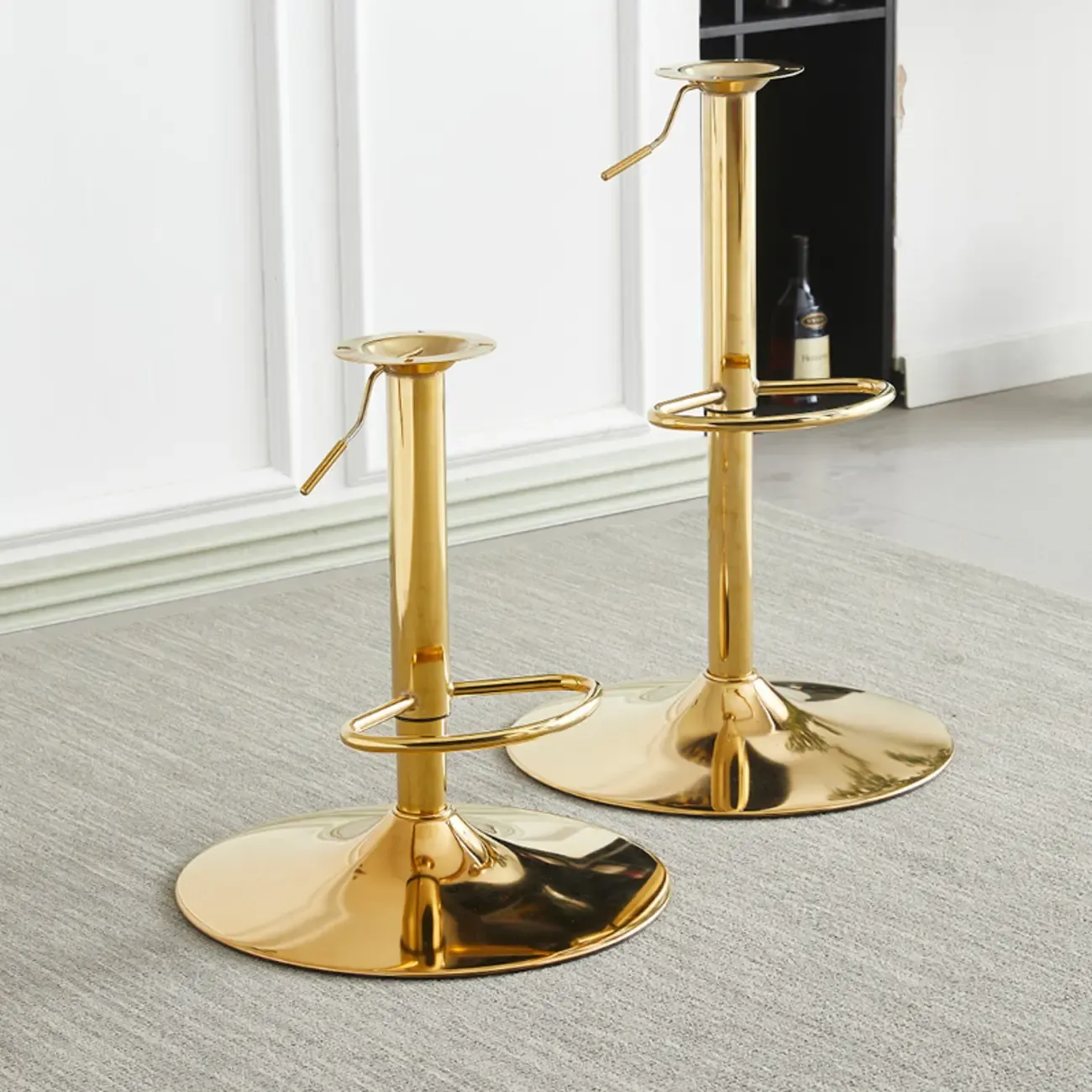 Glam Leather Adjustable Bar Stools with High Back for Home Bars Image - 12