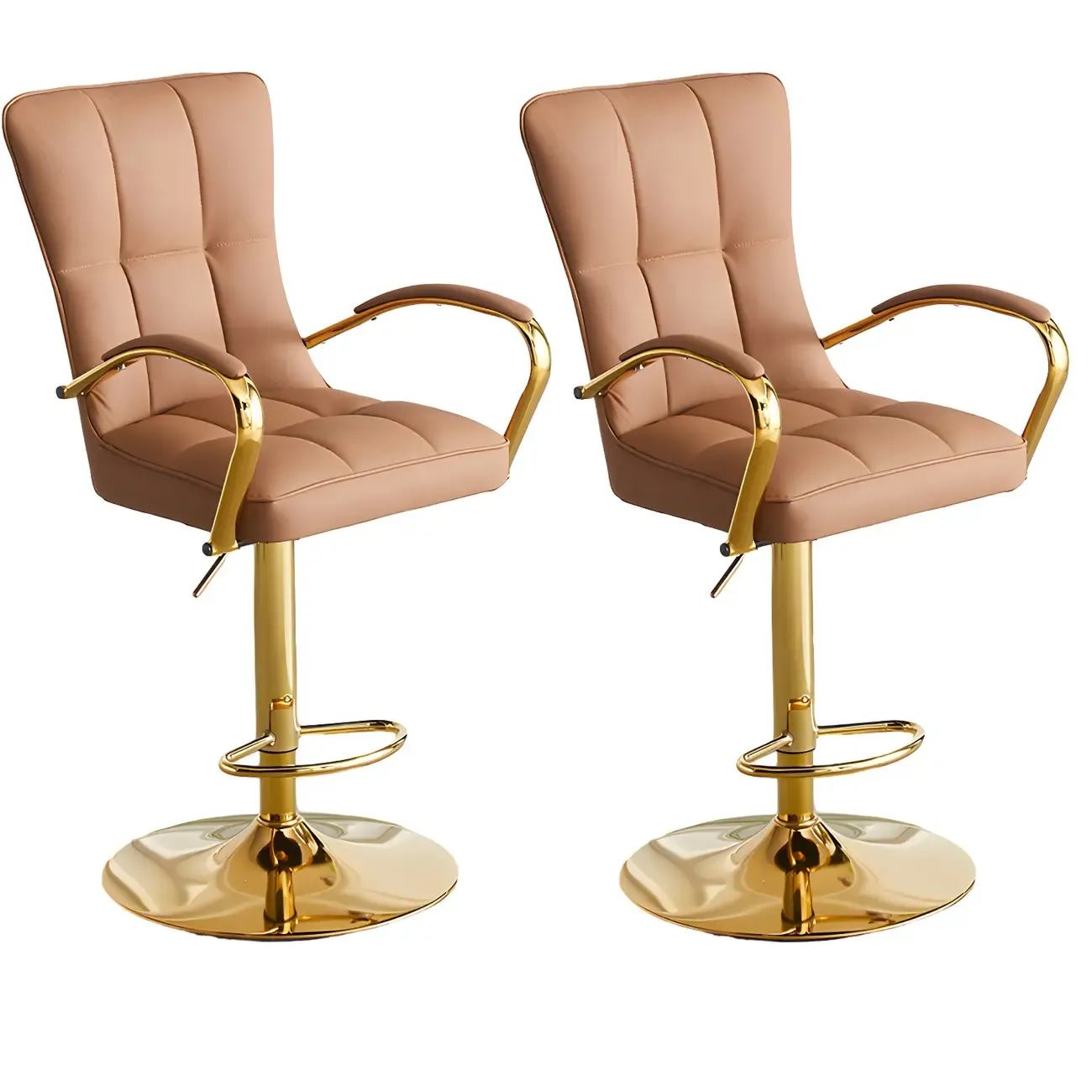 Glam Leather Adjustable Bar Stools with High Back for Home Bars Image - 14