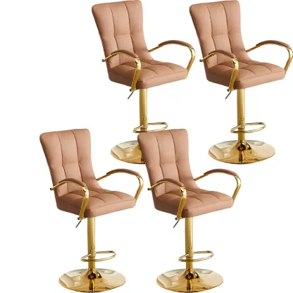 Glam Leather Adjustable Bar Stools with High Back for Home Bars Image - 16