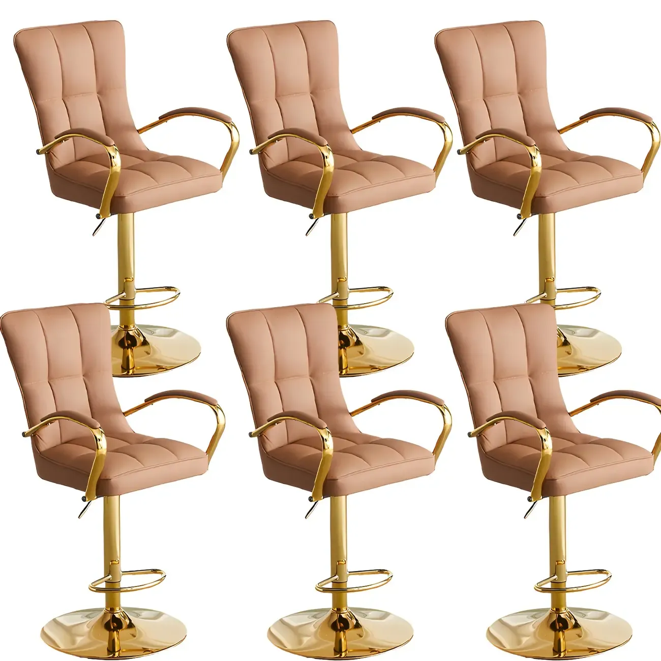 Glam Leather Adjustable Bar Stools with High Back for Home Bars Image - 17