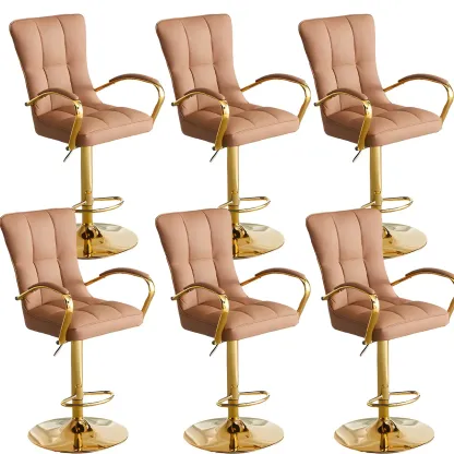 Glam Leather Adjustable Bar Stools with High Back for Home Bars Image - 17