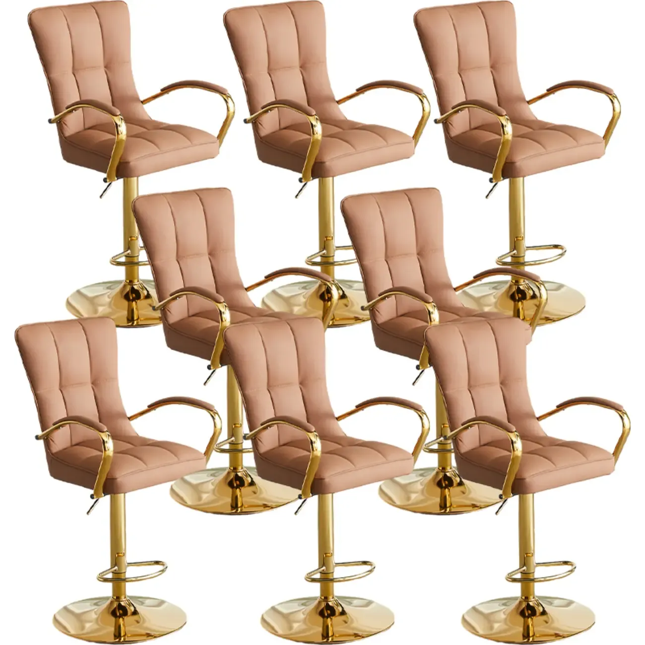 Glam Leather Adjustable Bar Stools with High Back for Home Bars Image - 19