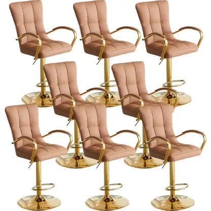 Glam Leather Adjustable Bar Stools with High Back for Home Bars Image - 19