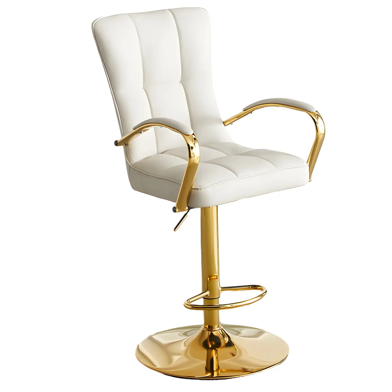 Glam Leather Adjustable Bar Stools with High Back Image - 14 | homeyfad