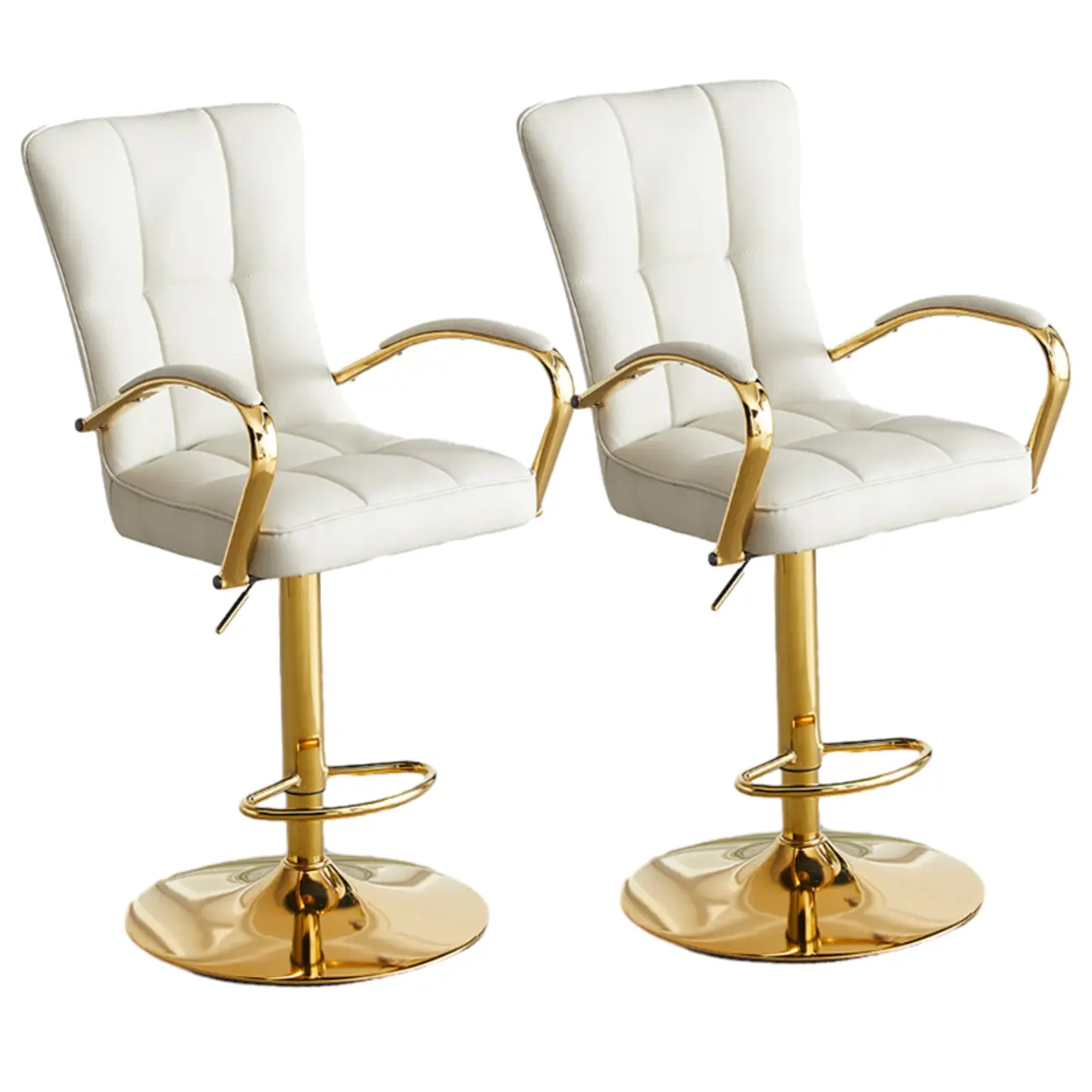 Glam Leather Adjustable Bar Stools with High Back Image - 15 | homeyfad