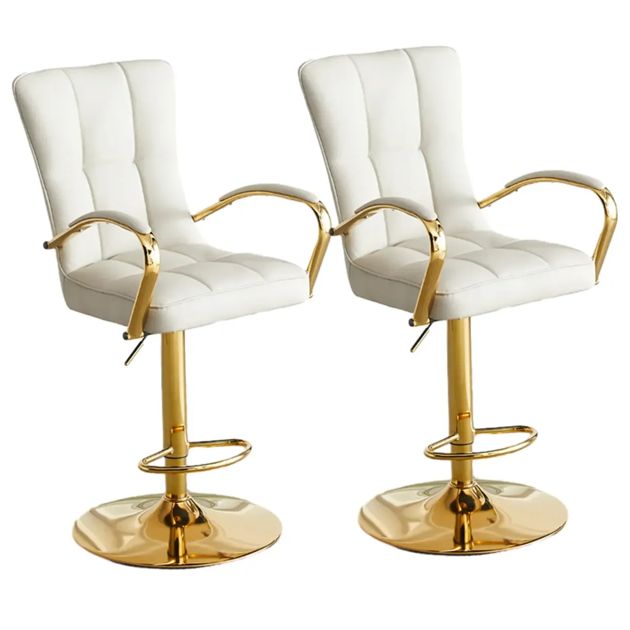 Glam Leather Adjustable Bar Stools with High Back for Home Bars Image - 21