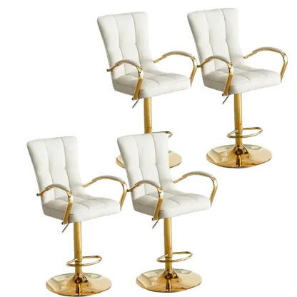 Glam Leather Adjustable Bar Stools with High Back for Home Bars Image - 22