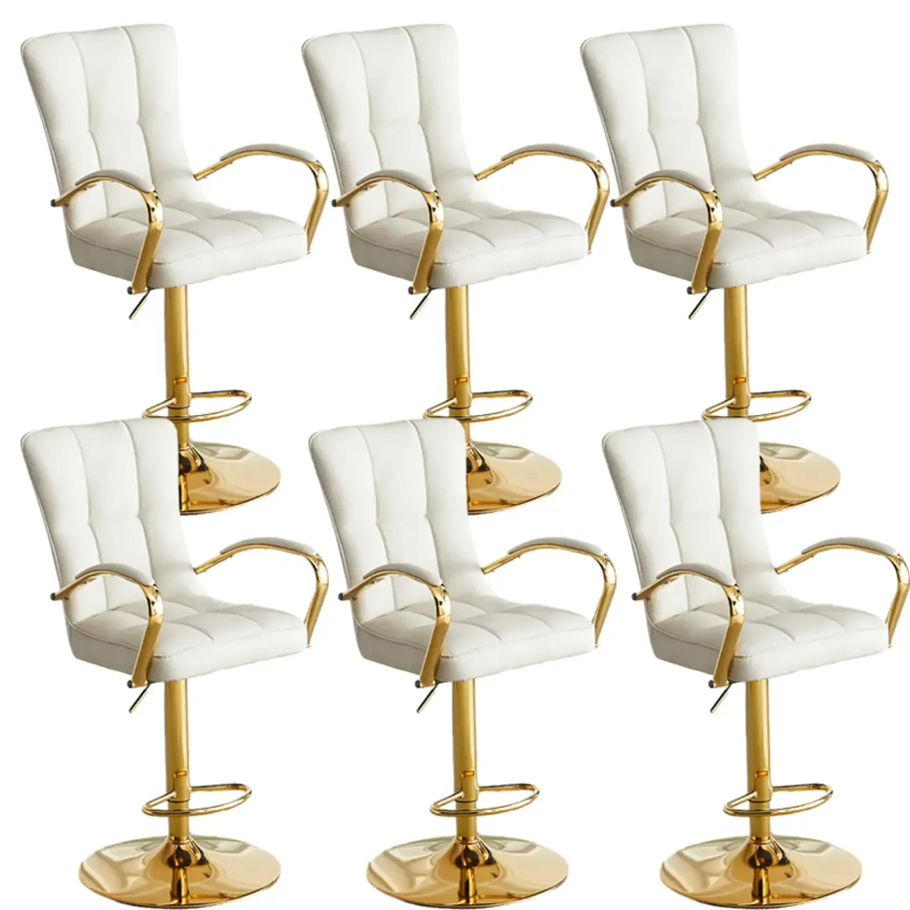 Glam Leather Adjustable Bar Stools with High Back for Home Bars Image - 23