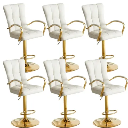 Glam Leather Adjustable Bar Stools with High Back for Home Bars Image - 23