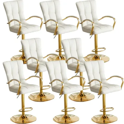 Glam Leather Adjustable Bar Stools with High Back for Home Bars Image - 24