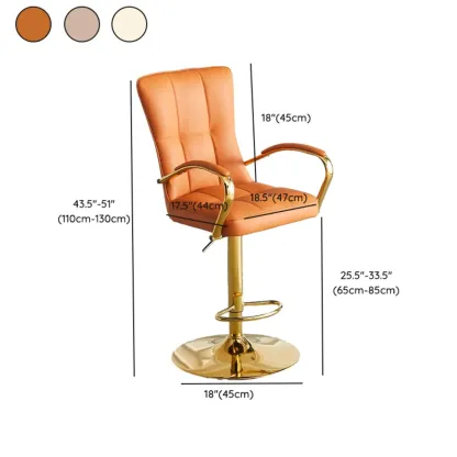 Glam Leather Adjustable Bar Stools with High Back for Home Bars #size