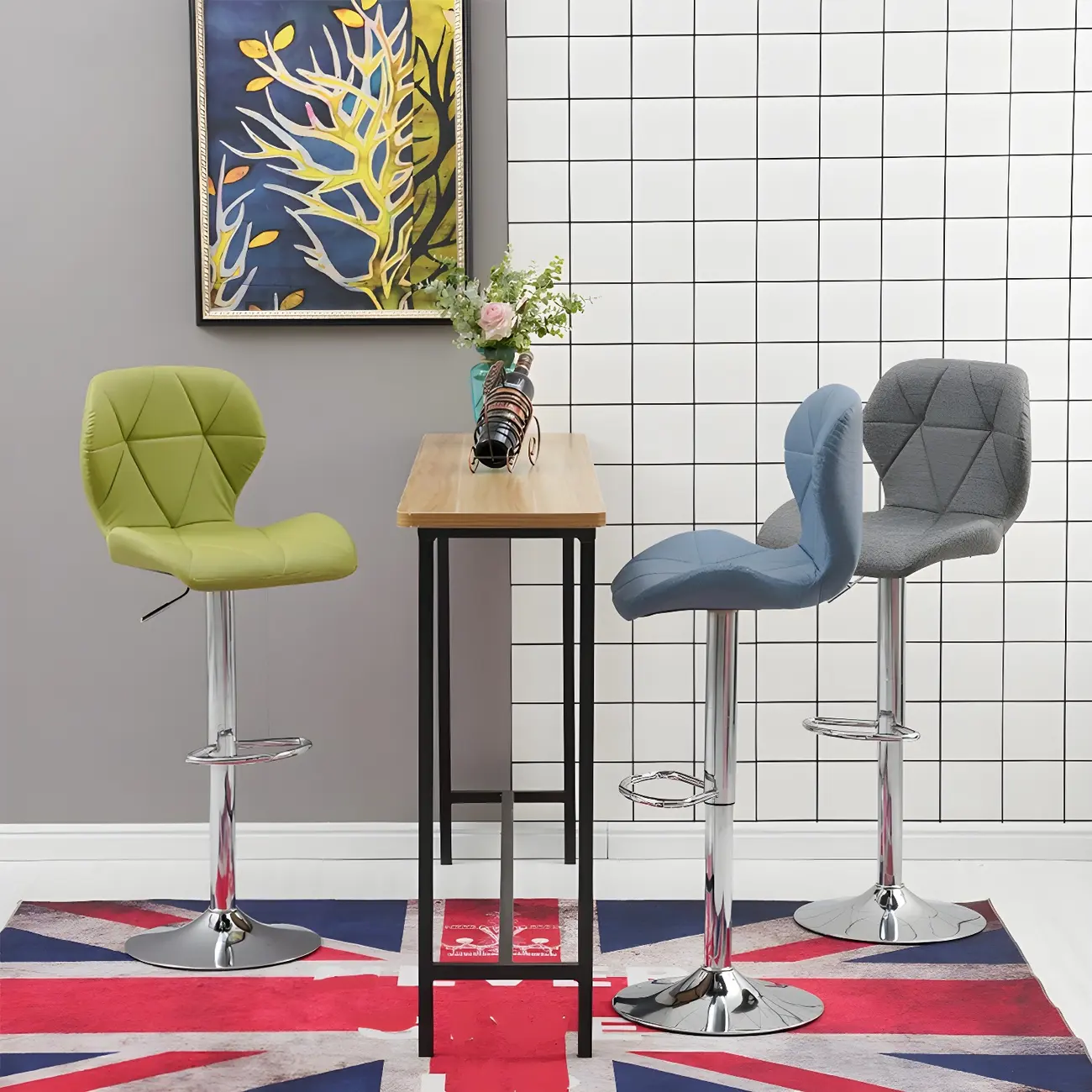 Bucket Swivel Armless Leather Adjustable Bar Stools Image - 1 | homeyfad