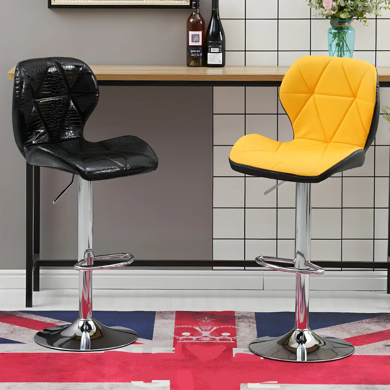Bucket Swivel Armless Leather Adjustable Bar Stools Image - 4 | homeyfad