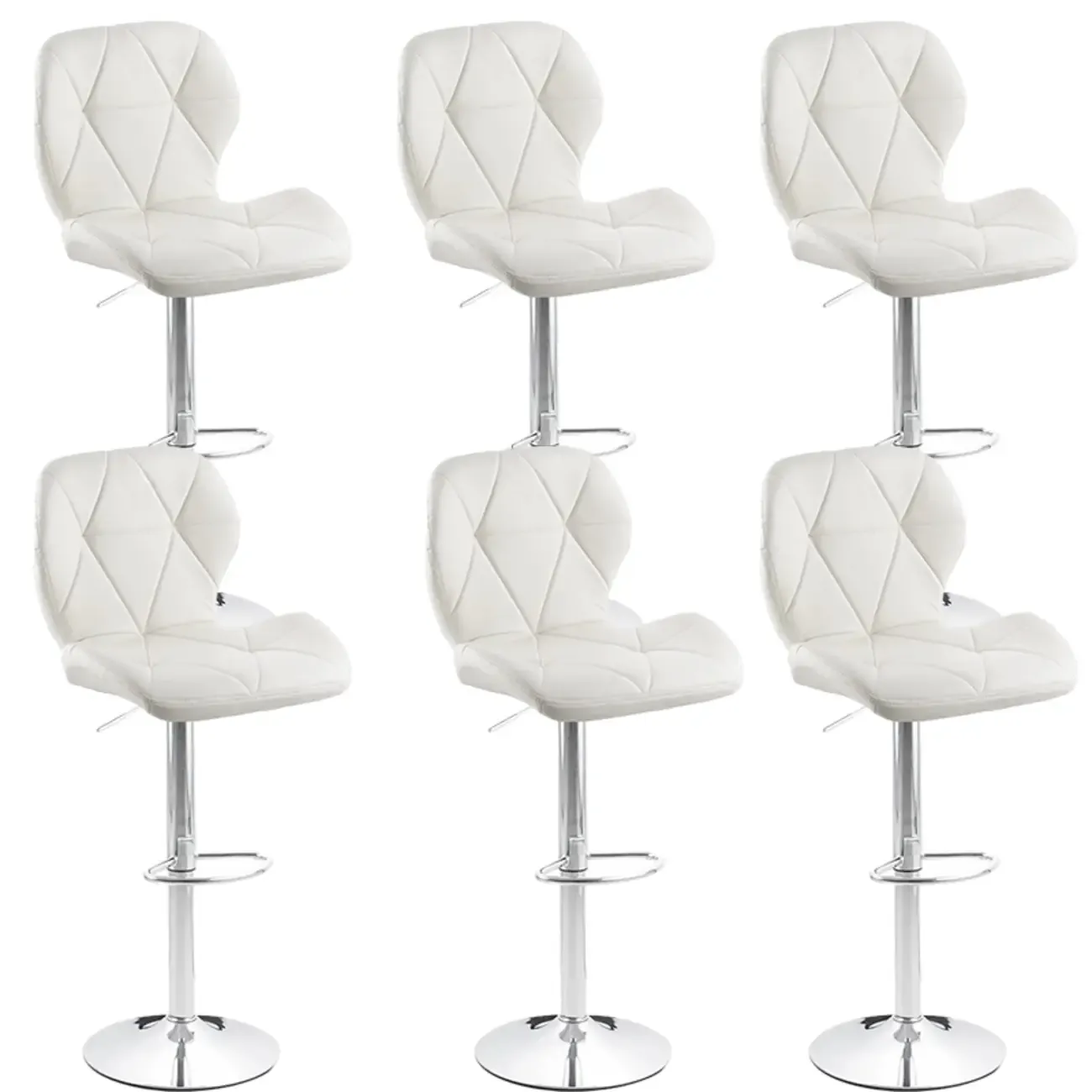 Bucket Swivel Armless Leather Adjustable Bar Stools Image - 7