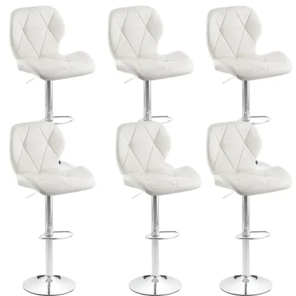 Bucket Swivel Armless Leather Adjustable Bar Stools Image - 7