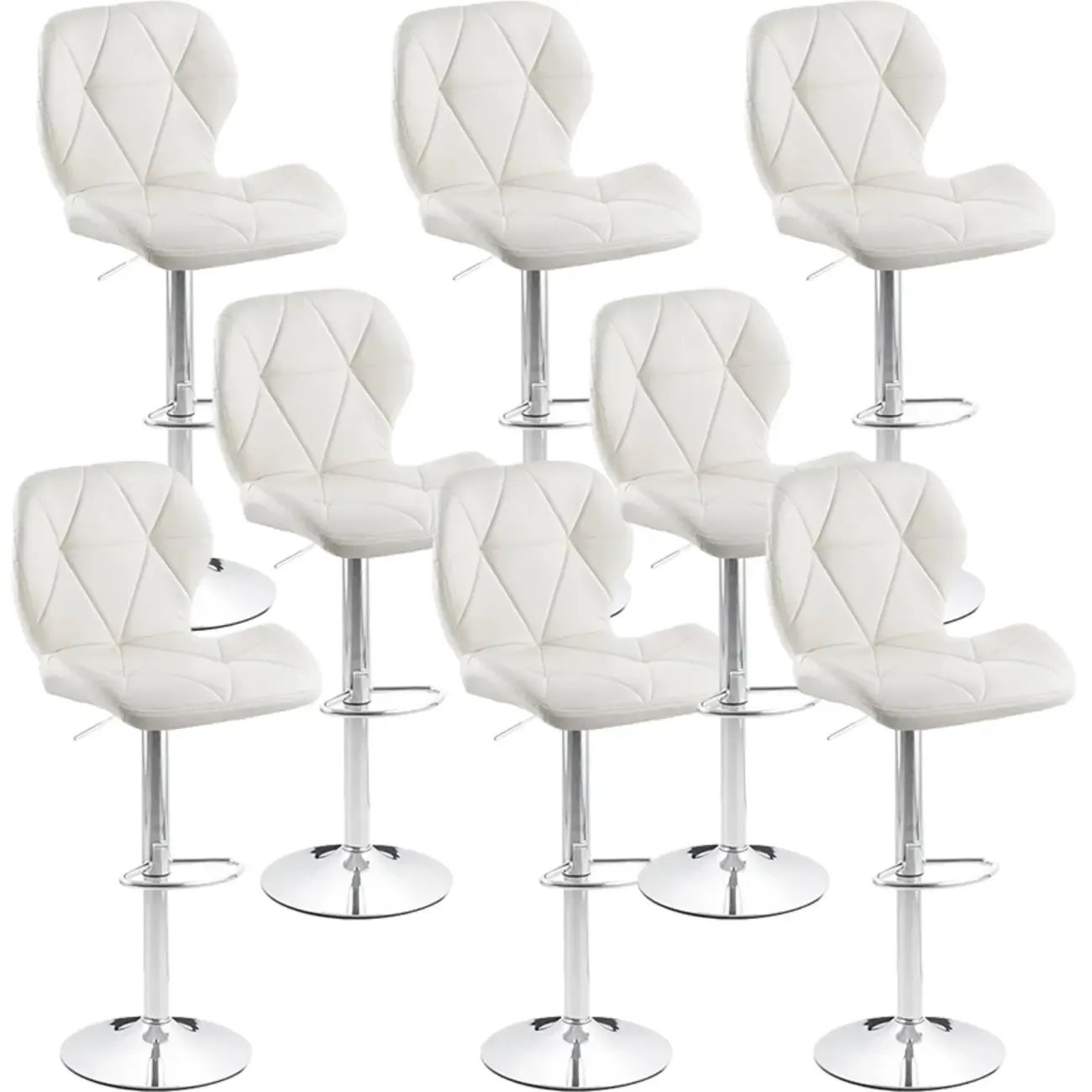 Bucket Swivel Armless Leather Adjustable Bar Stools Image - 10