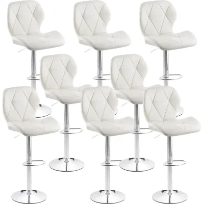 Bucket Swivel Armless Leather Adjustable Bar Stools Image - 10