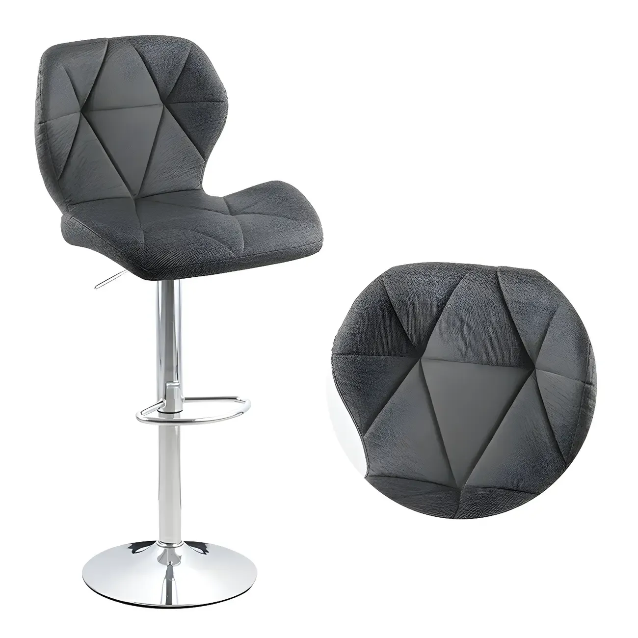 Bucket Swivel Armless Leather Adjustable Bar Stools Image - 11