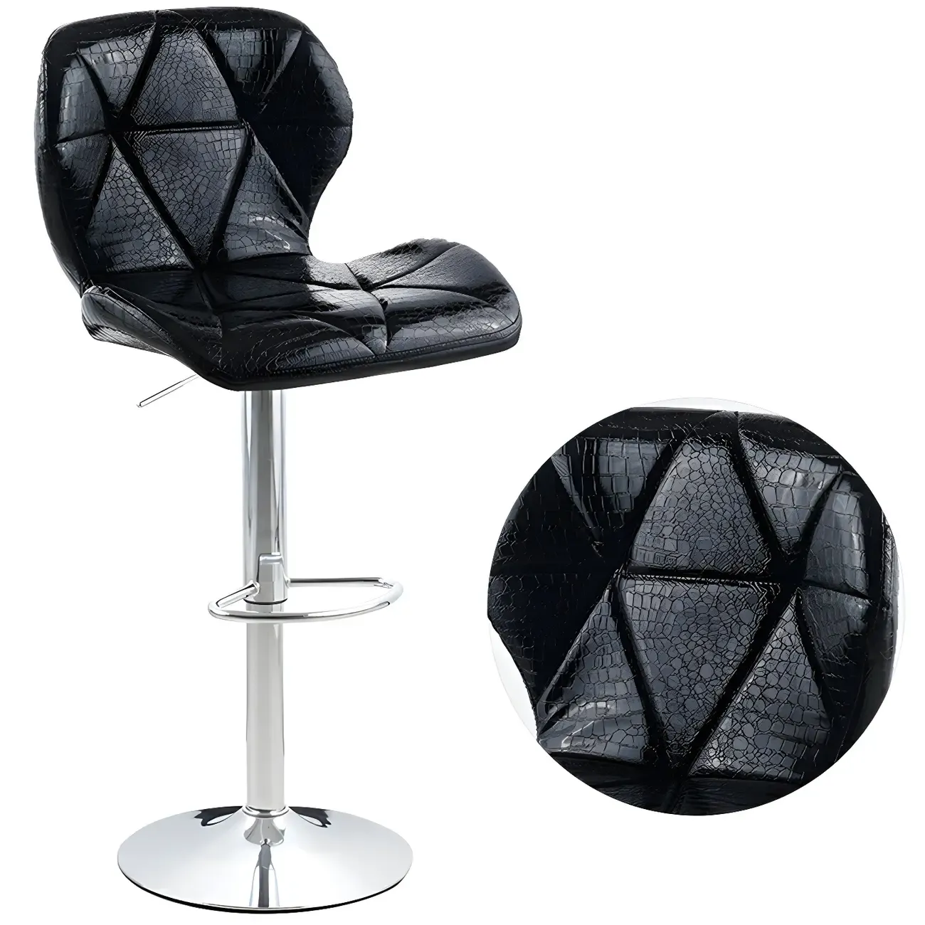 Bucket Swivel Armless Leather Adjustable Bar Stools Image - 13