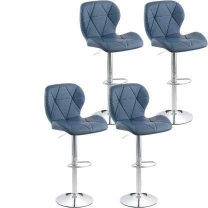 Bucket Swivel Armless Leather Adjustable Bar Stools Image - 16