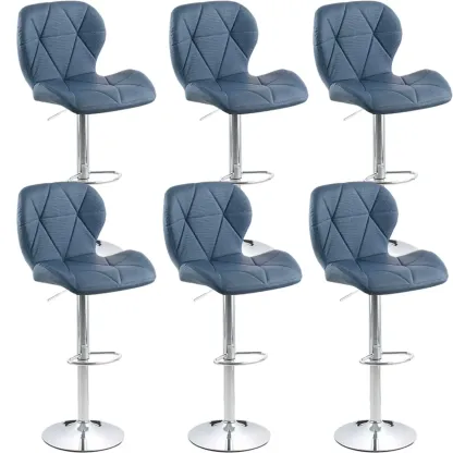 Bucket Swivel Armless Leather Adjustable Bar Stools Image - 17