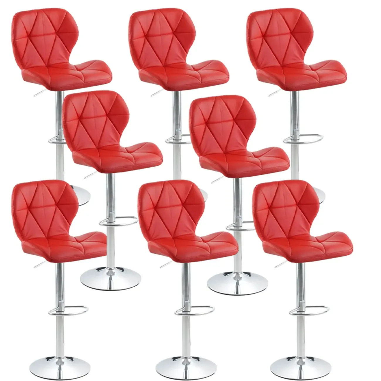 Bucket Swivel Armless Leather Adjustable Bar Stools Image - 29