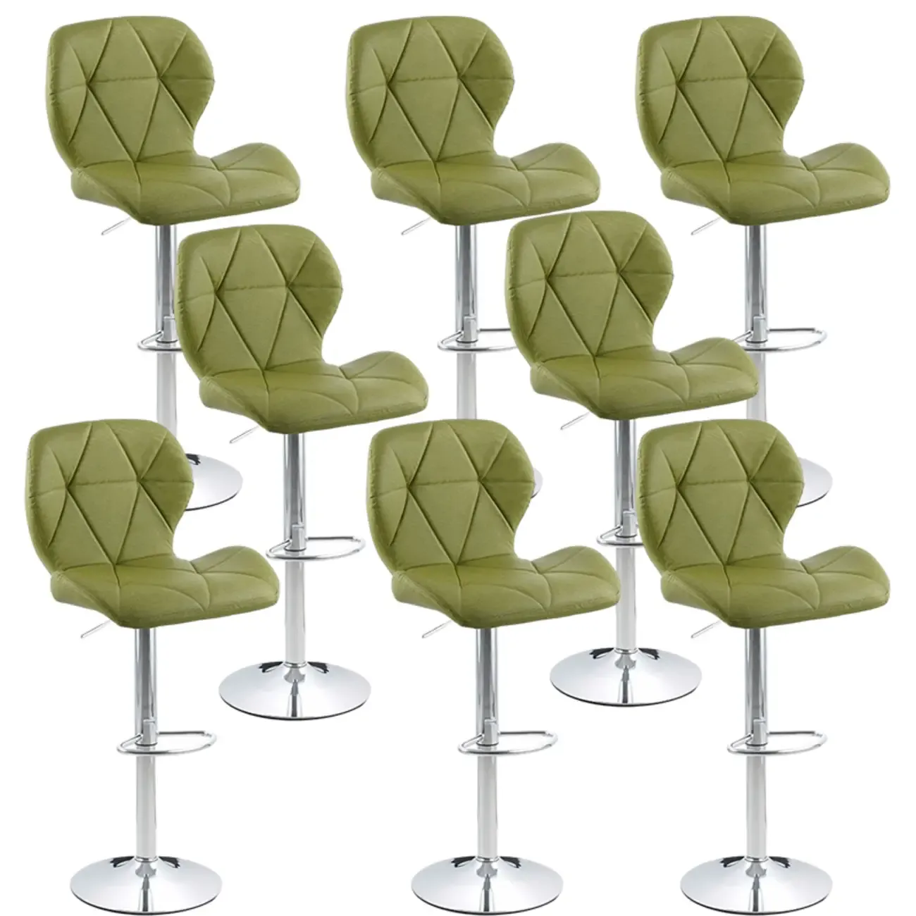 Bucket Swivel Armless Leather Adjustable Bar Stools Image - 39